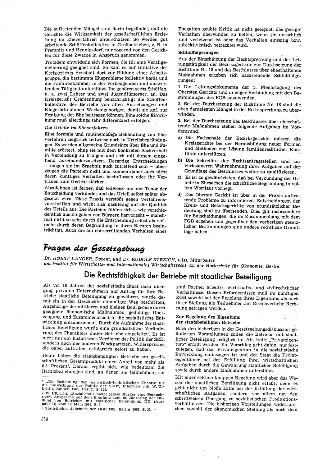 Neue Justiz (NJ), Zeitschrift für Recht und Rechtswissenschaft [Deutsche Demokratische Republik (DDR)], 20. Jahrgang 1966, Seite 234 (NJ DDR 1966, S. 234)
