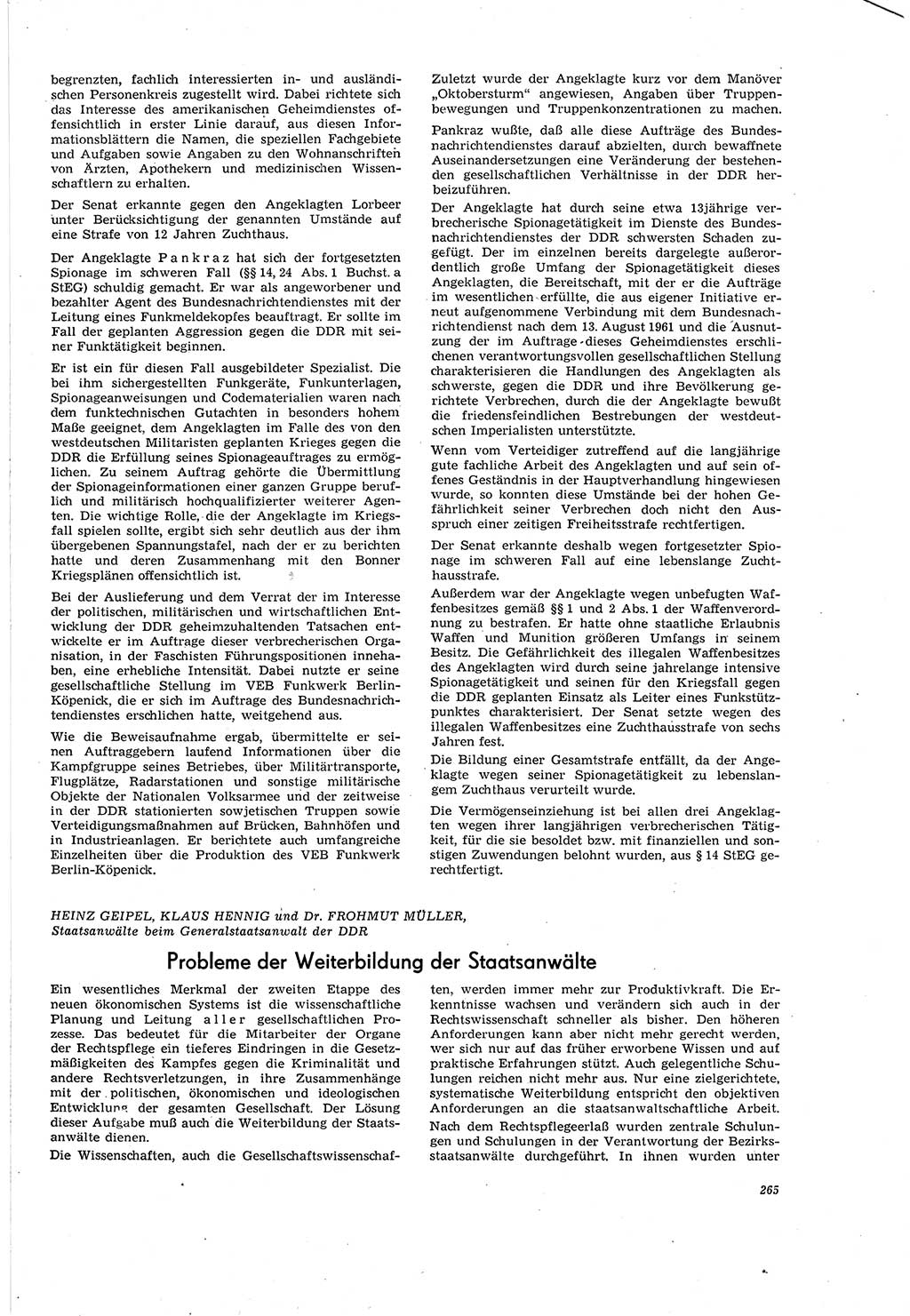 Neue Justiz (NJ), Zeitschrift für Recht und Rechtswissenschaft [Deutsche Demokratische Republik (DDR)], 20. Jahrgang 1966, Seite 265 (NJ DDR 1966, S. 265)