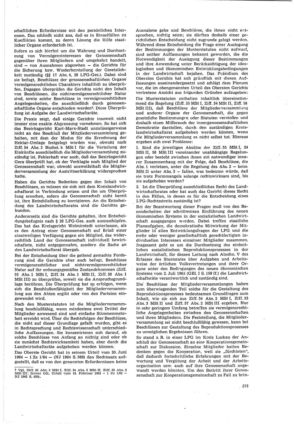 Neue Justiz (NJ), Zeitschrift für Recht und Rechtswissenschaft [Deutsche Demokratische Republik (DDR)], 20. Jahrgang 1966, Seite 275 (NJ DDR 1966, S. 275)