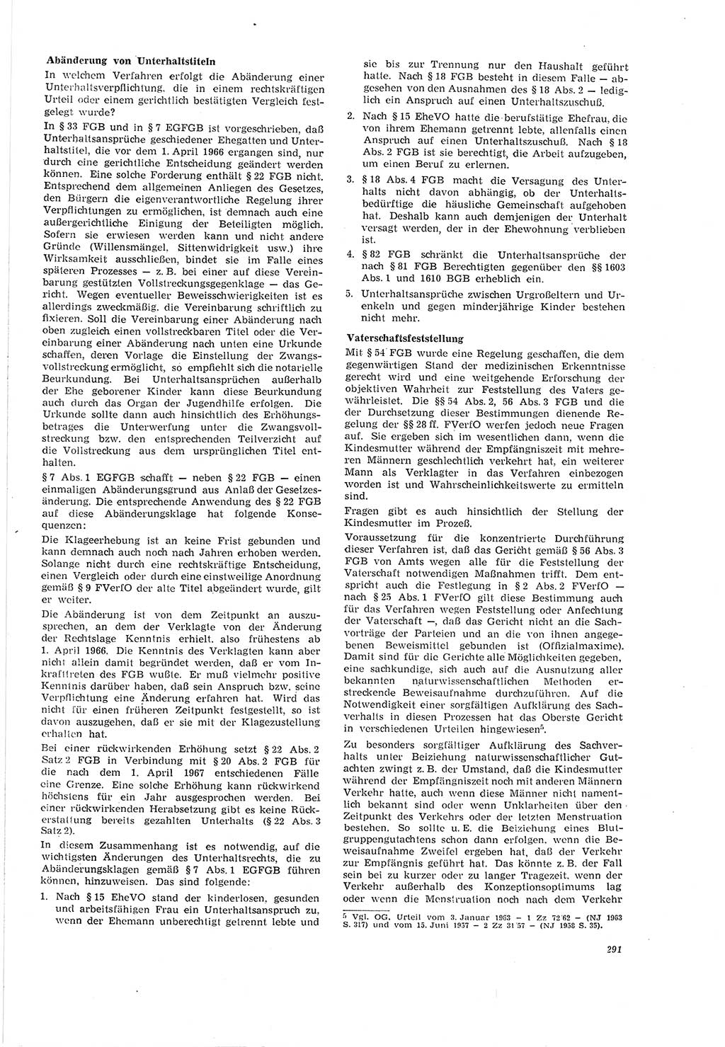 Neue Justiz (NJ), Zeitschrift für Recht und Rechtswissenschaft [Deutsche Demokratische Republik (DDR)], 20. Jahrgang 1966, Seite 291 (NJ DDR 1966, S. 291)