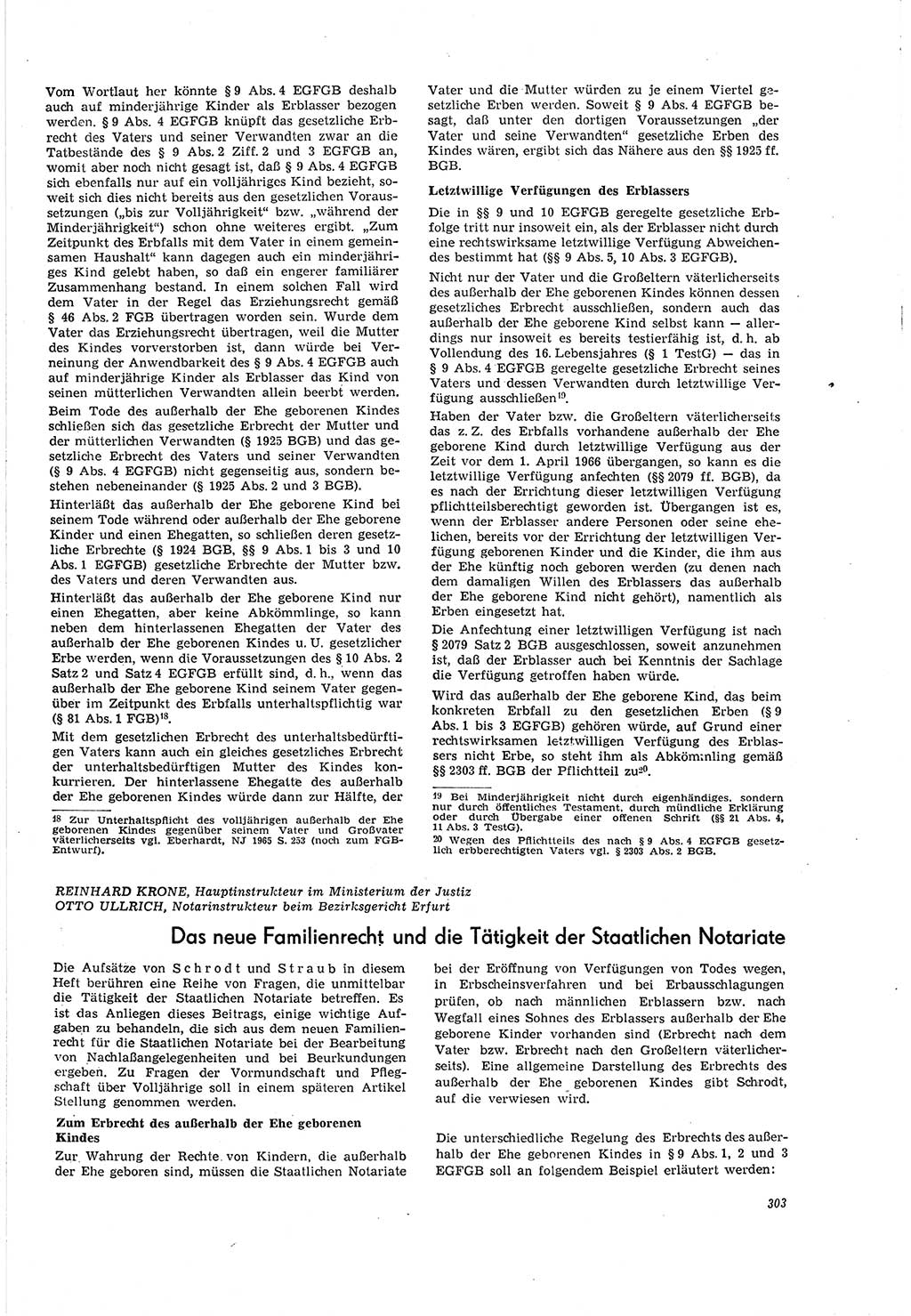 Neue Justiz (NJ), Zeitschrift für Recht und Rechtswissenschaft [Deutsche Demokratische Republik (DDR)], 20. Jahrgang 1966, Seite 303 (NJ DDR 1966, S. 303)