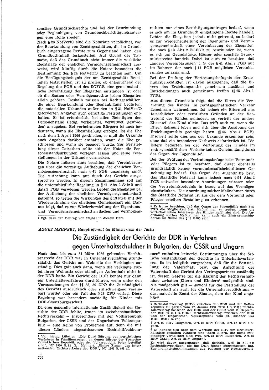 Neue Justiz (NJ), Zeitschrift für Recht und Rechtswissenschaft [Deutsche Demokratische Republik (DDR)], 20. Jahrgang 1966, Seite 306 (NJ DDR 1966, S. 306)