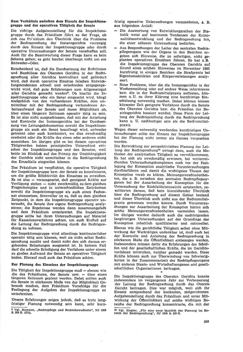 Neue Justiz (NJ), Zeitschrift für Recht und Rechtswissenschaft [Deutsche Demokratische Republik (DDR)], 20. Jahrgang 1966, Seite 309 (NJ DDR 1966, S. 309)