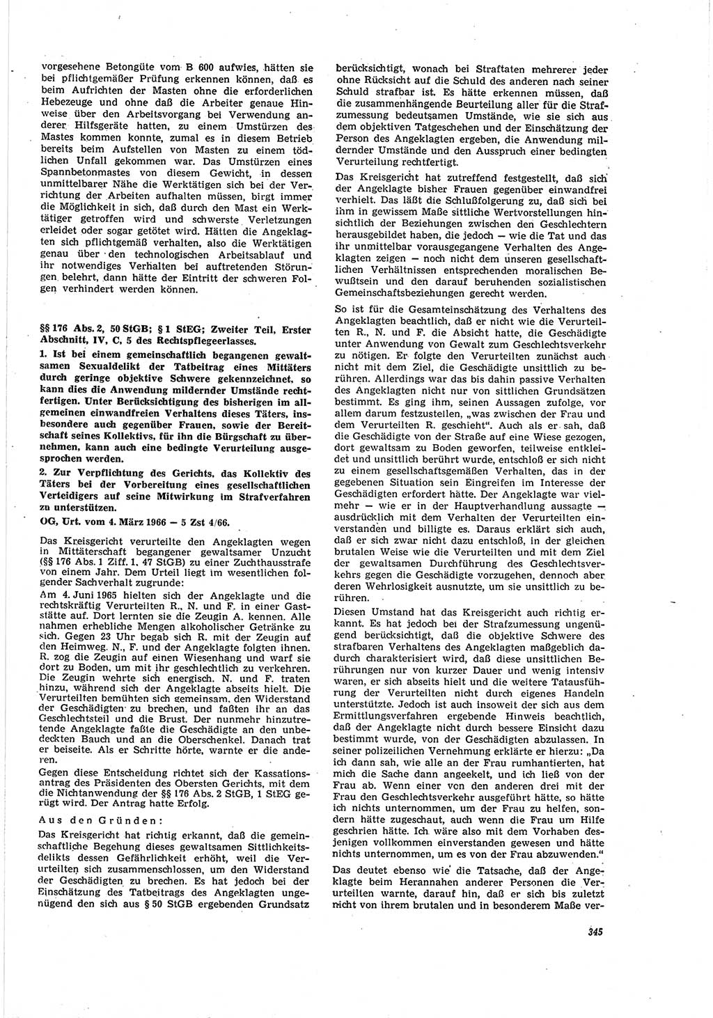 Neue Justiz (NJ), Zeitschrift für Recht und Rechtswissenschaft [Deutsche Demokratische Republik (DDR)], 20. Jahrgang 1966, Seite 345 (NJ DDR 1966, S. 345)