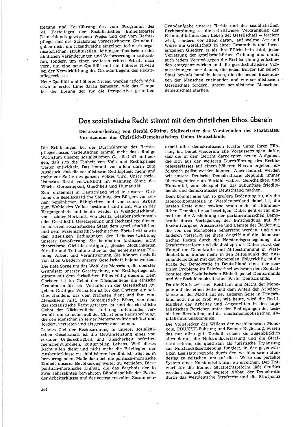 Neue Justiz (NJ), Zeitschrift für Recht und Rechtswissenschaft [Deutsche Demokratische Republik (DDR)], 20. Jahrgang 1966, Seite 364 (NJ DDR 1966, S. 364)