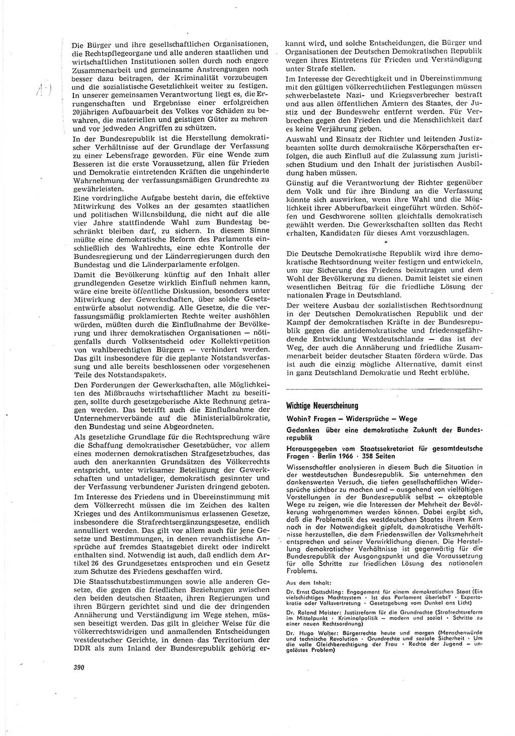 Neue Justiz (NJ), Zeitschrift für Recht und Rechtswissenschaft [Deutsche Demokratische Republik (DDR)], 20. Jahrgang 1966, Seite 390 (NJ DDR 1966, S. 390)