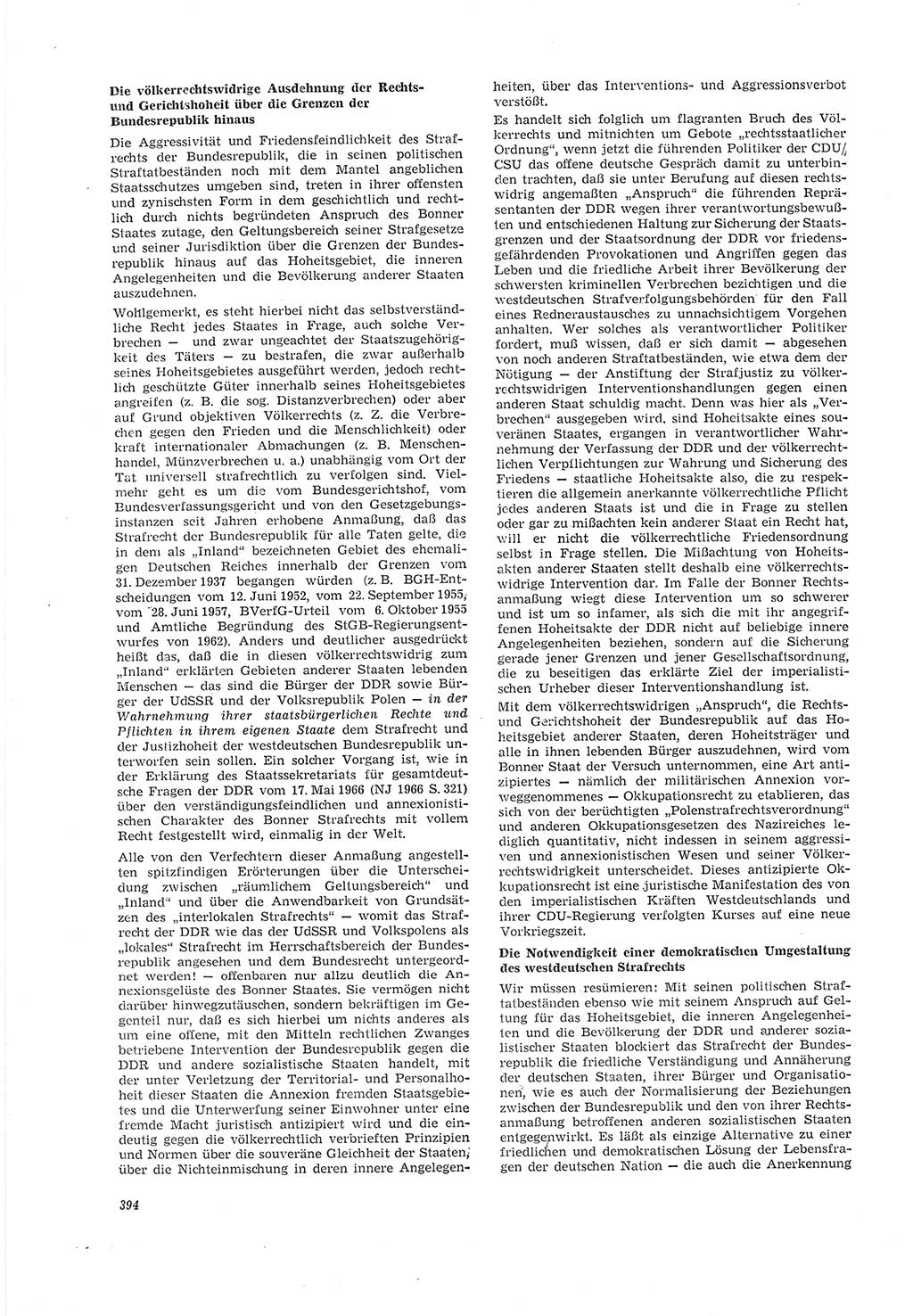 Neue Justiz (NJ), Zeitschrift für Recht und Rechtswissenschaft [Deutsche Demokratische Republik (DDR)], 20. Jahrgang 1966, Seite 394 (NJ DDR 1966, S. 394)
