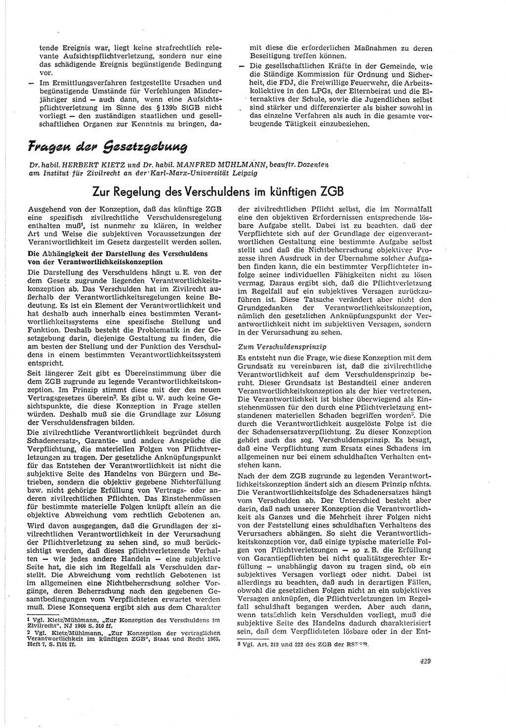 Neue Justiz (NJ), Zeitschrift für Recht und Rechtswissenschaft [Deutsche Demokratische Republik (DDR)], 20. Jahrgang 1966, Seite 429 (NJ DDR 1966, S. 429)
