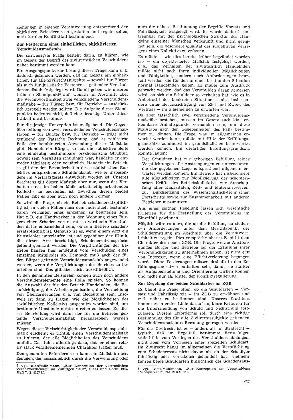 Neue Justiz (NJ), Zeitschrift für Recht und Rechtswissenschaft [Deutsche Demokratische Republik (DDR)], 20. Jahrgang 1966, Seite 431 (NJ DDR 1966, S. 431)