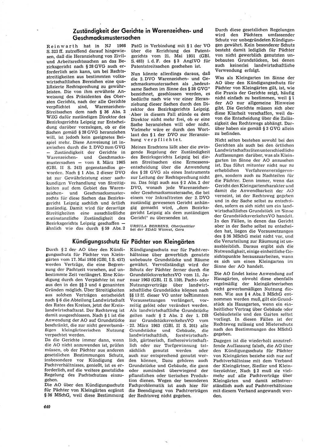 Neue Justiz (NJ), Zeitschrift für Recht und Rechtswissenschaft [Deutsche Demokratische Republik (DDR)], 20. Jahrgang 1966, Seite 440 (NJ DDR 1966, S. 440)