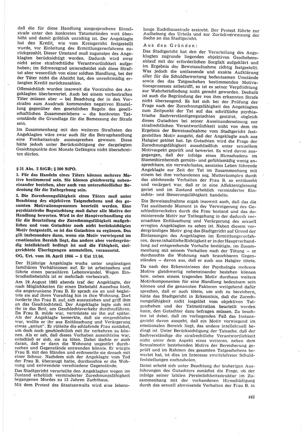 Neue Justiz (NJ), Zeitschrift für Recht und Rechtswissenschaft [Deutsche Demokratische Republik (DDR)], 20. Jahrgang 1966, Seite 443 (NJ DDR 1966, S. 443)