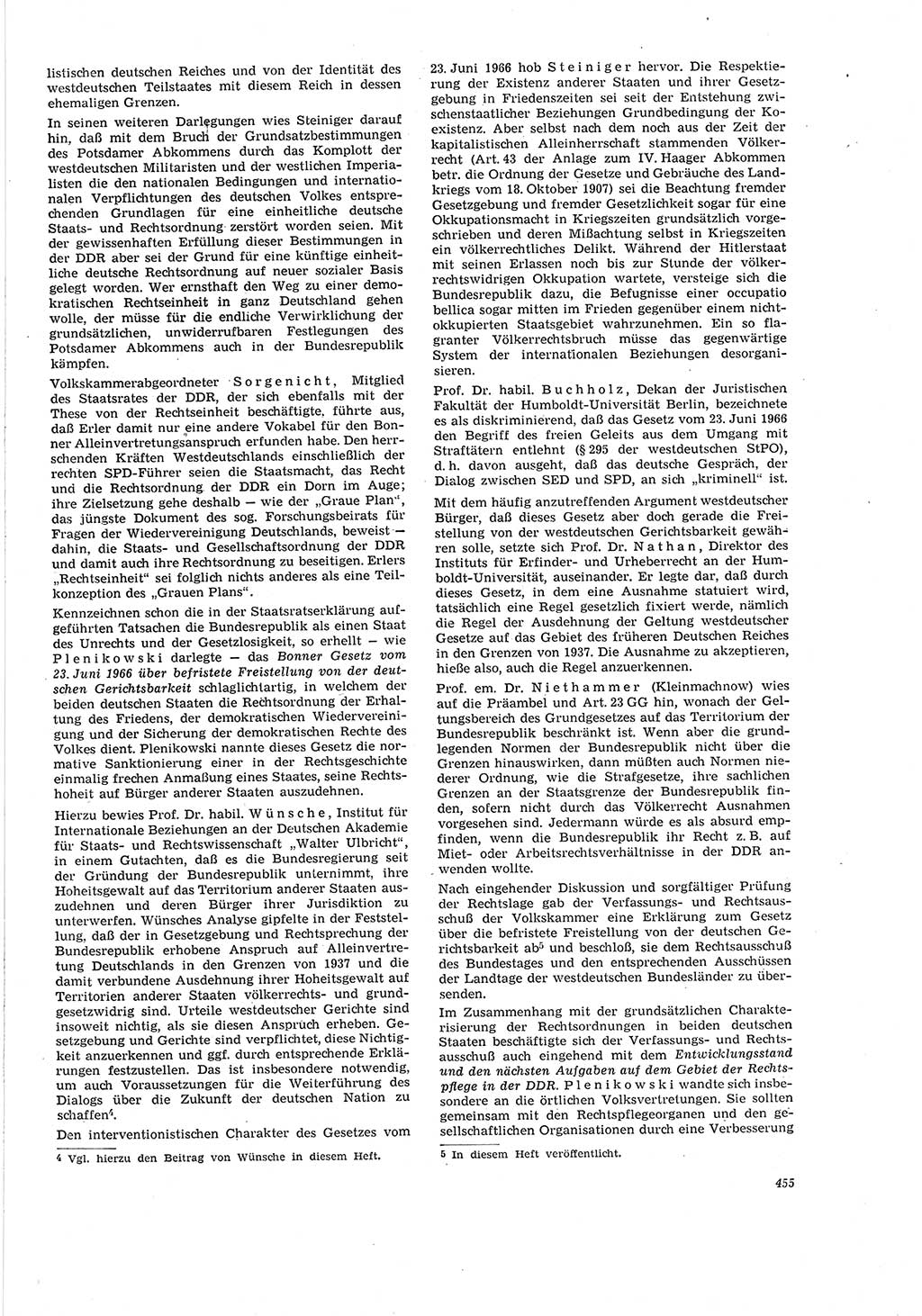 Neue Justiz (NJ), Zeitschrift für Recht und Rechtswissenschaft [Deutsche Demokratische Republik (DDR)], 20. Jahrgang 1966, Seite 455 (NJ DDR 1966, S. 455)
