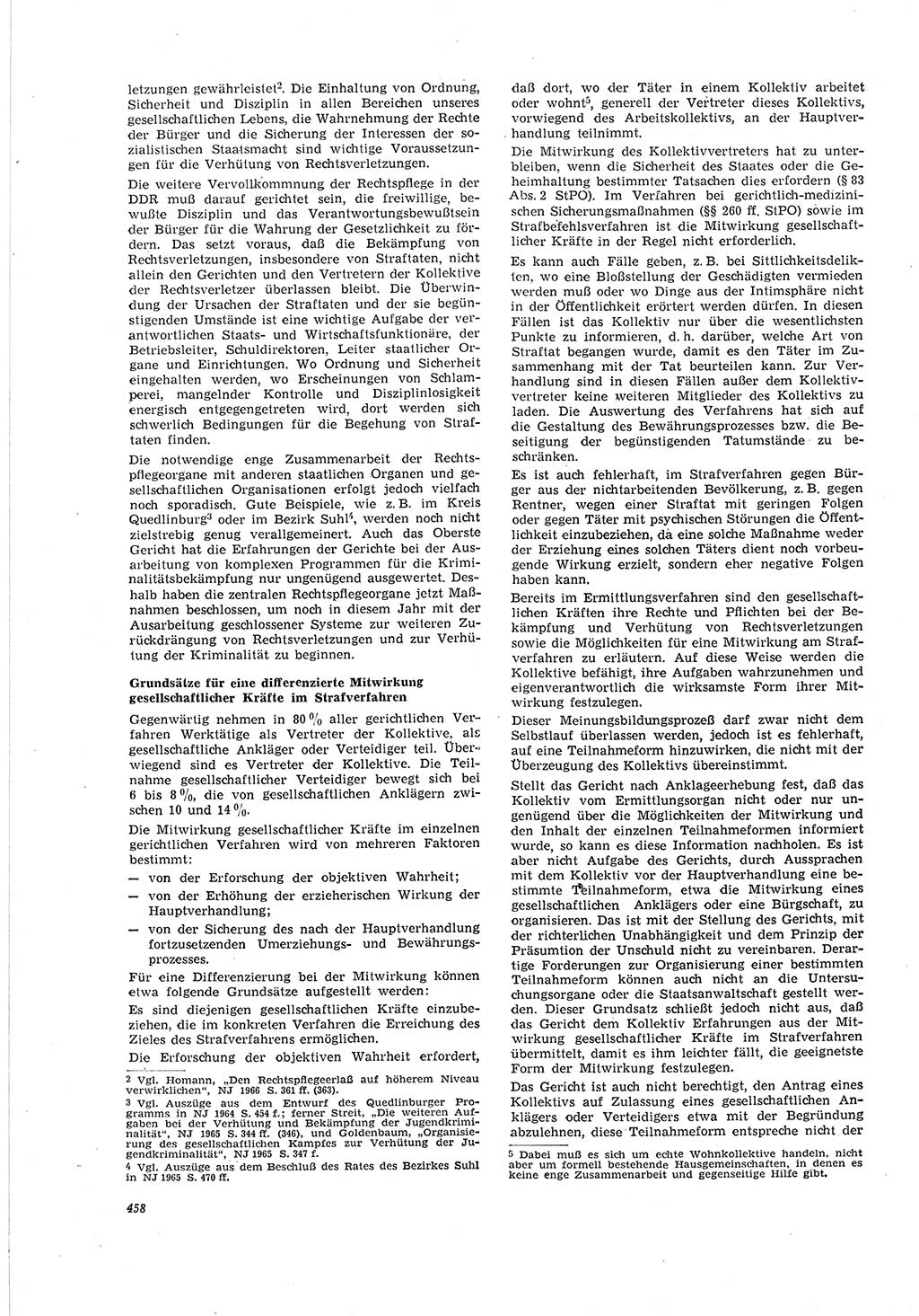 Neue Justiz (NJ), Zeitschrift für Recht und Rechtswissenschaft [Deutsche Demokratische Republik (DDR)], 20. Jahrgang 1966, Seite 458 (NJ DDR 1966, S. 458)