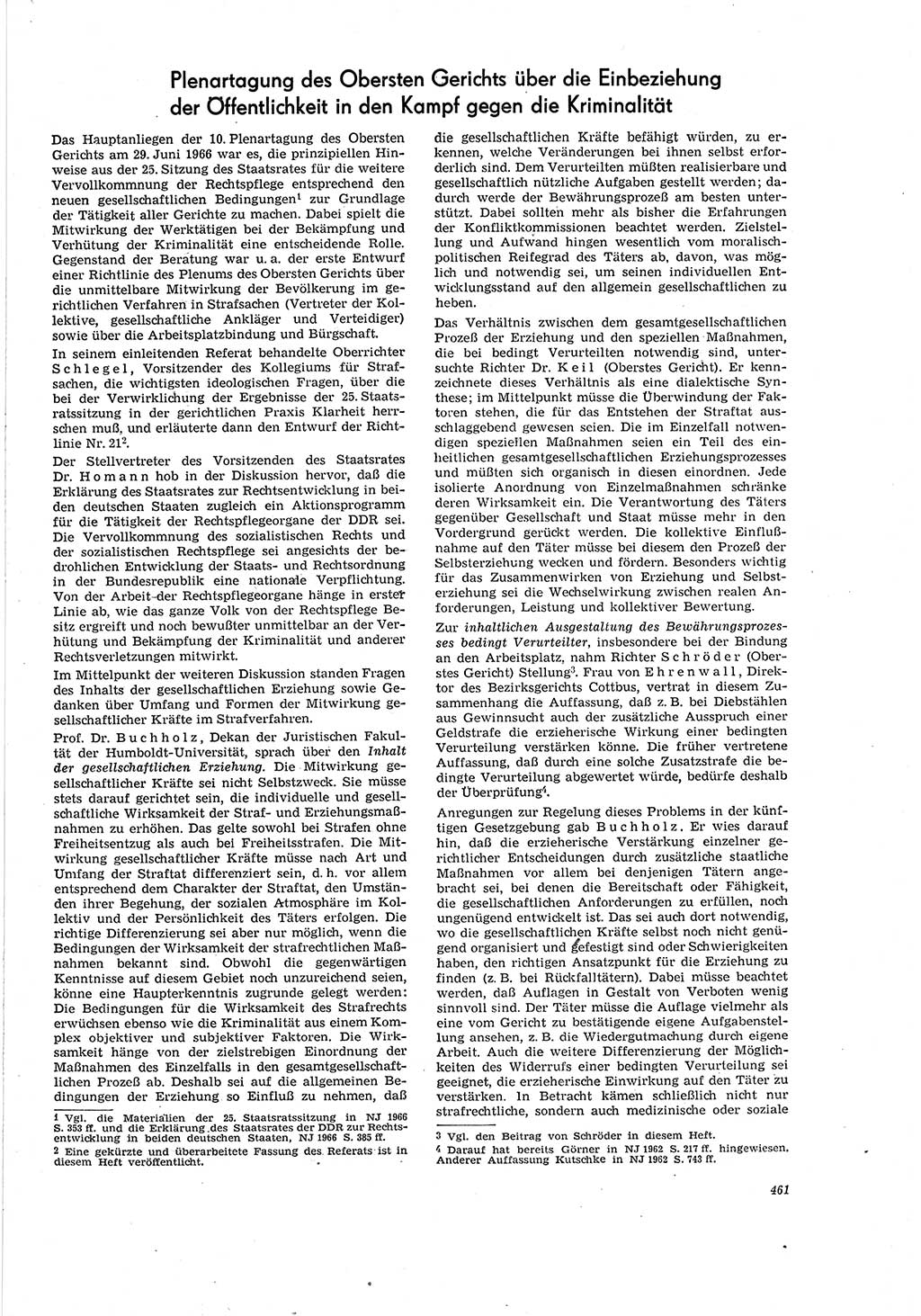 Neue Justiz (NJ), Zeitschrift für Recht und Rechtswissenschaft [Deutsche Demokratische Republik (DDR)], 20. Jahrgang 1966, Seite 461 (NJ DDR 1966, S. 461)