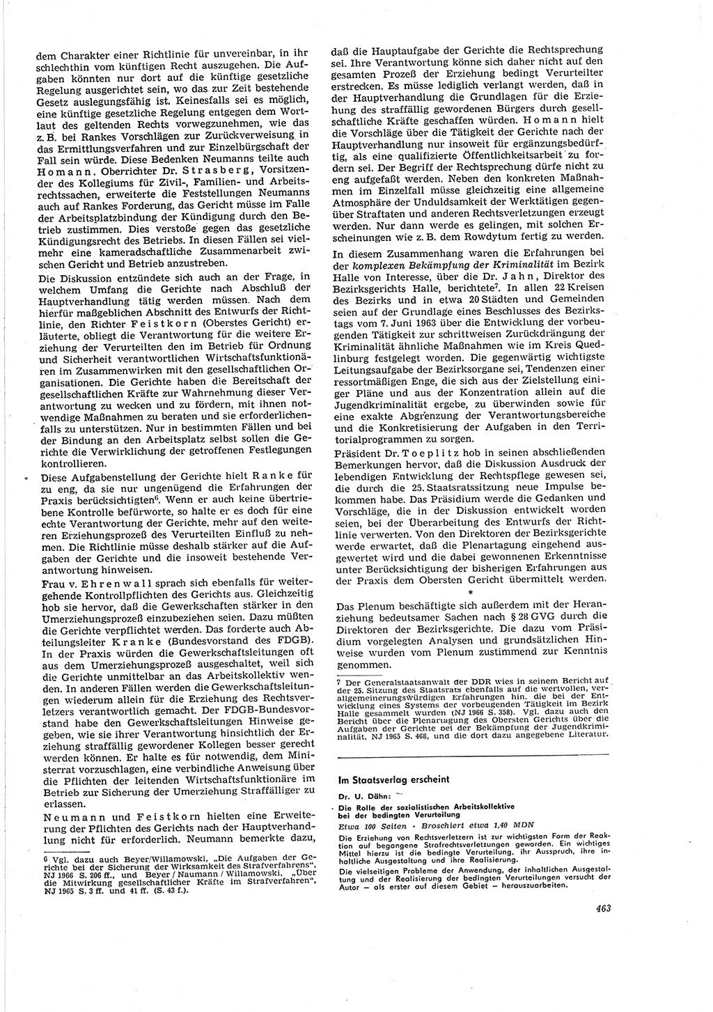 Neue Justiz (NJ), Zeitschrift für Recht und Rechtswissenschaft [Deutsche Demokratische Republik (DDR)], 20. Jahrgang 1966, Seite 463 (NJ DDR 1966, S. 463)