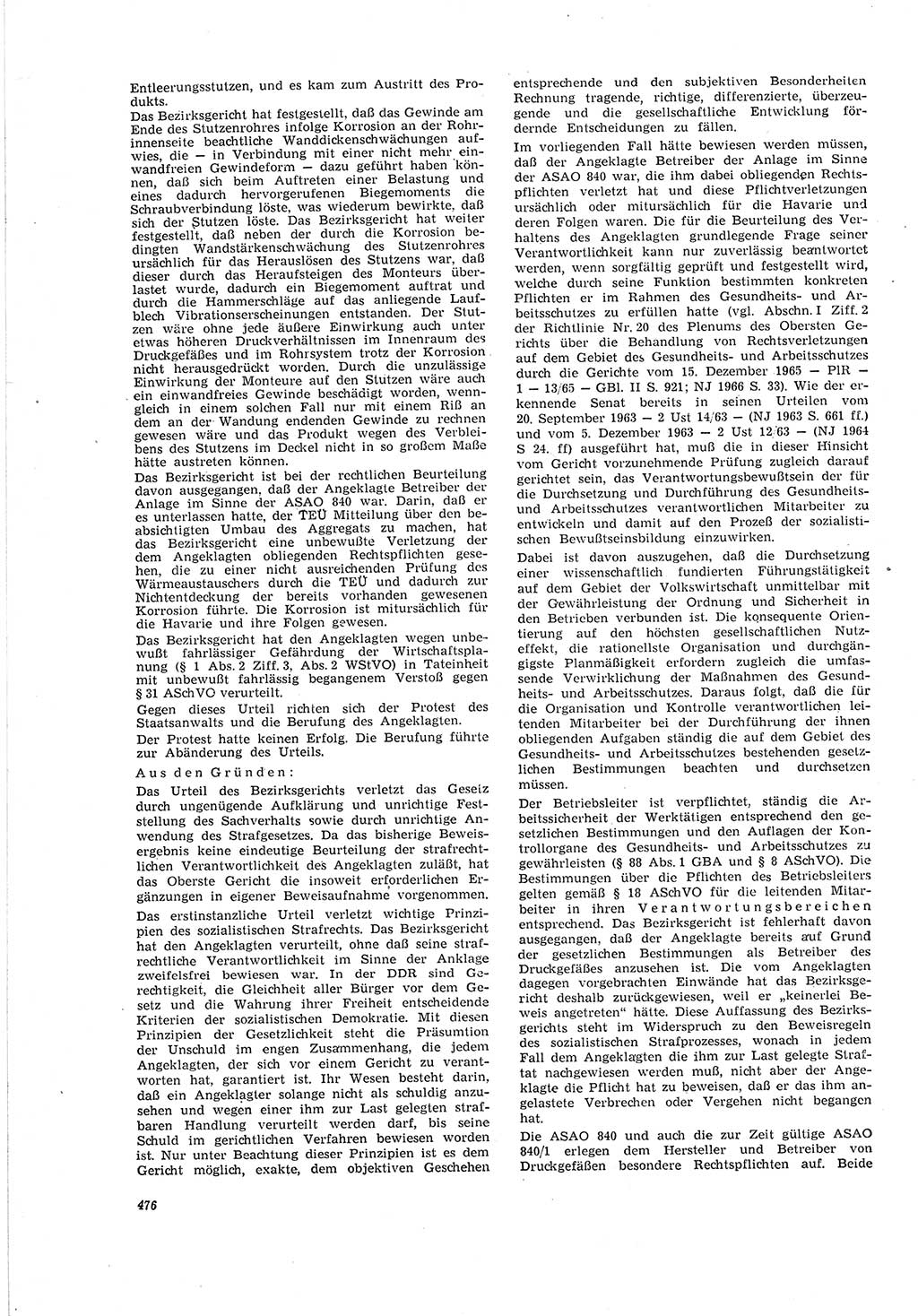 Neue Justiz (NJ), Zeitschrift für Recht und Rechtswissenschaft [Deutsche Demokratische Republik (DDR)], 20. Jahrgang 1966, Seite 476 (NJ DDR 1966, S. 476)