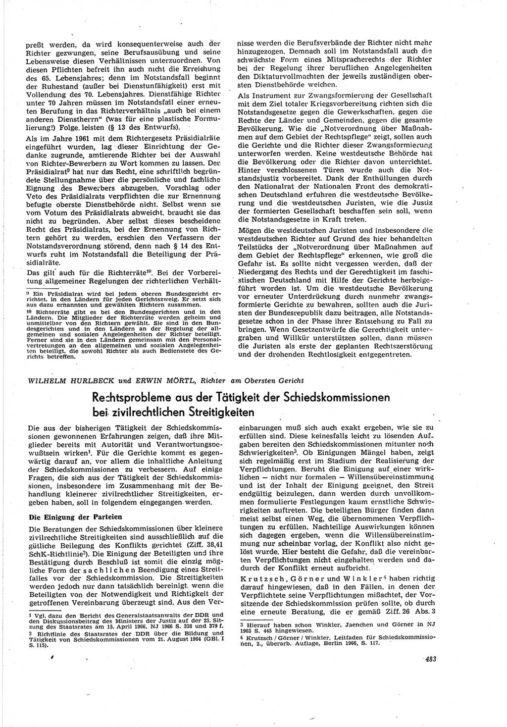 Neue Justiz (NJ), Zeitschrift für Recht und Rechtswissenschaft [Deutsche Demokratische Republik (DDR)], 20. Jahrgang 1966, Seite 483 (NJ DDR 1966, S. 483)