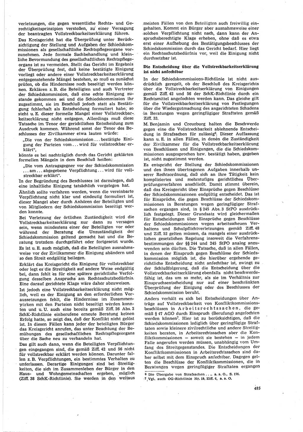 Neue Justiz (NJ), Zeitschrift für Recht und Rechtswissenschaft [Deutsche Demokratische Republik (DDR)], 20. Jahrgang 1966, Seite 485 (NJ DDR 1966, S. 485)