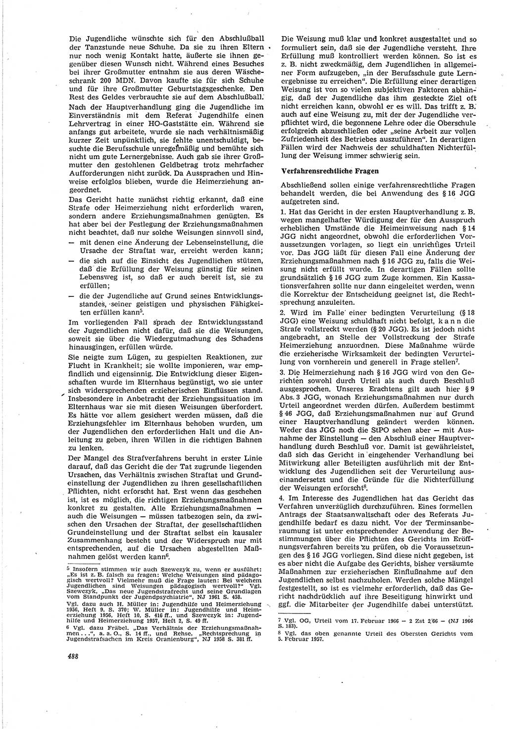 Neue Justiz (NJ), Zeitschrift für Recht und Rechtswissenschaft [Deutsche Demokratische Republik (DDR)], 20. Jahrgang 1966, Seite 488 (NJ DDR 1966, S. 488)