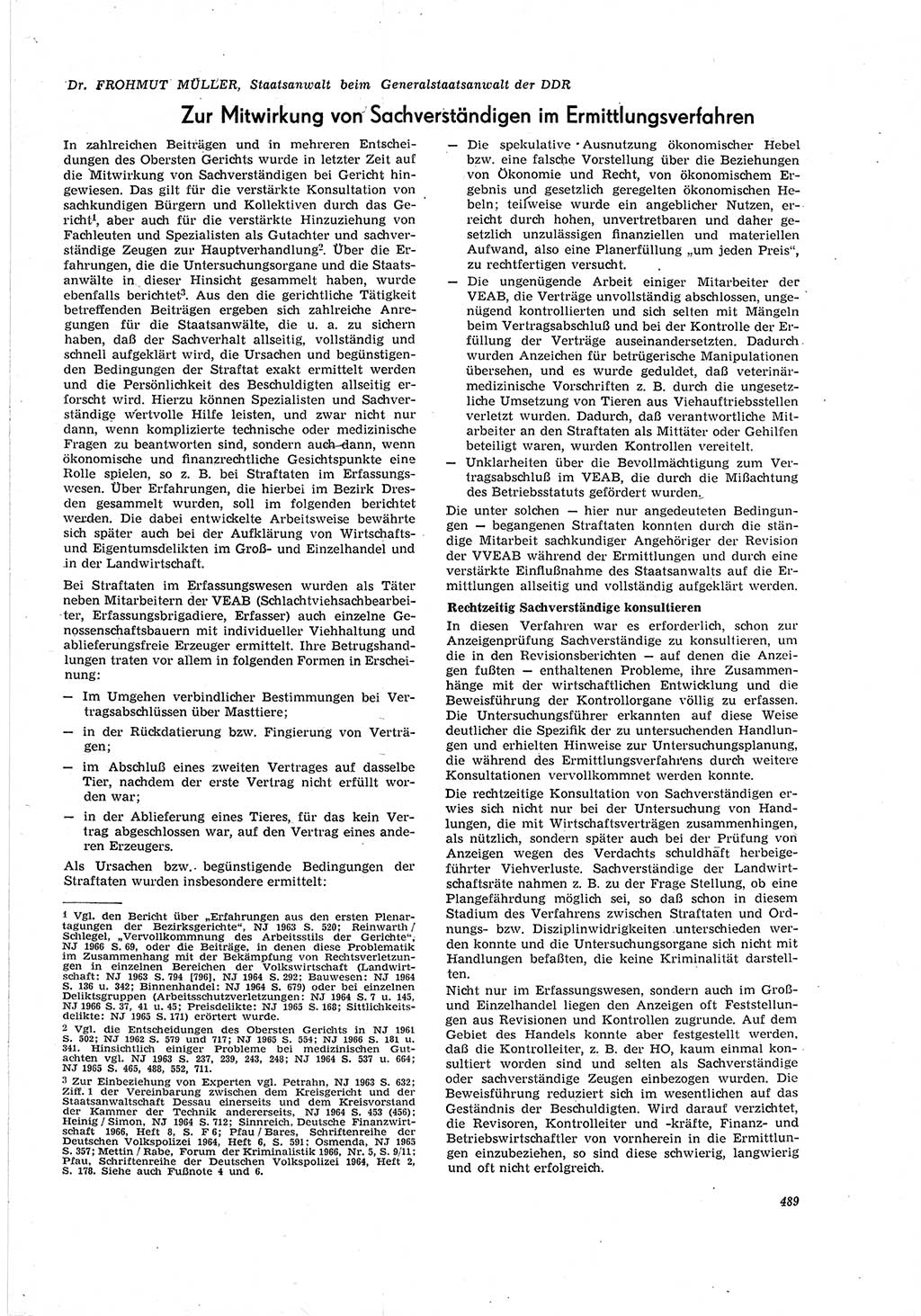 Neue Justiz (NJ), Zeitschrift für Recht und Rechtswissenschaft [Deutsche Demokratische Republik (DDR)], 20. Jahrgang 1966, Seite 489 (NJ DDR 1966, S. 489)