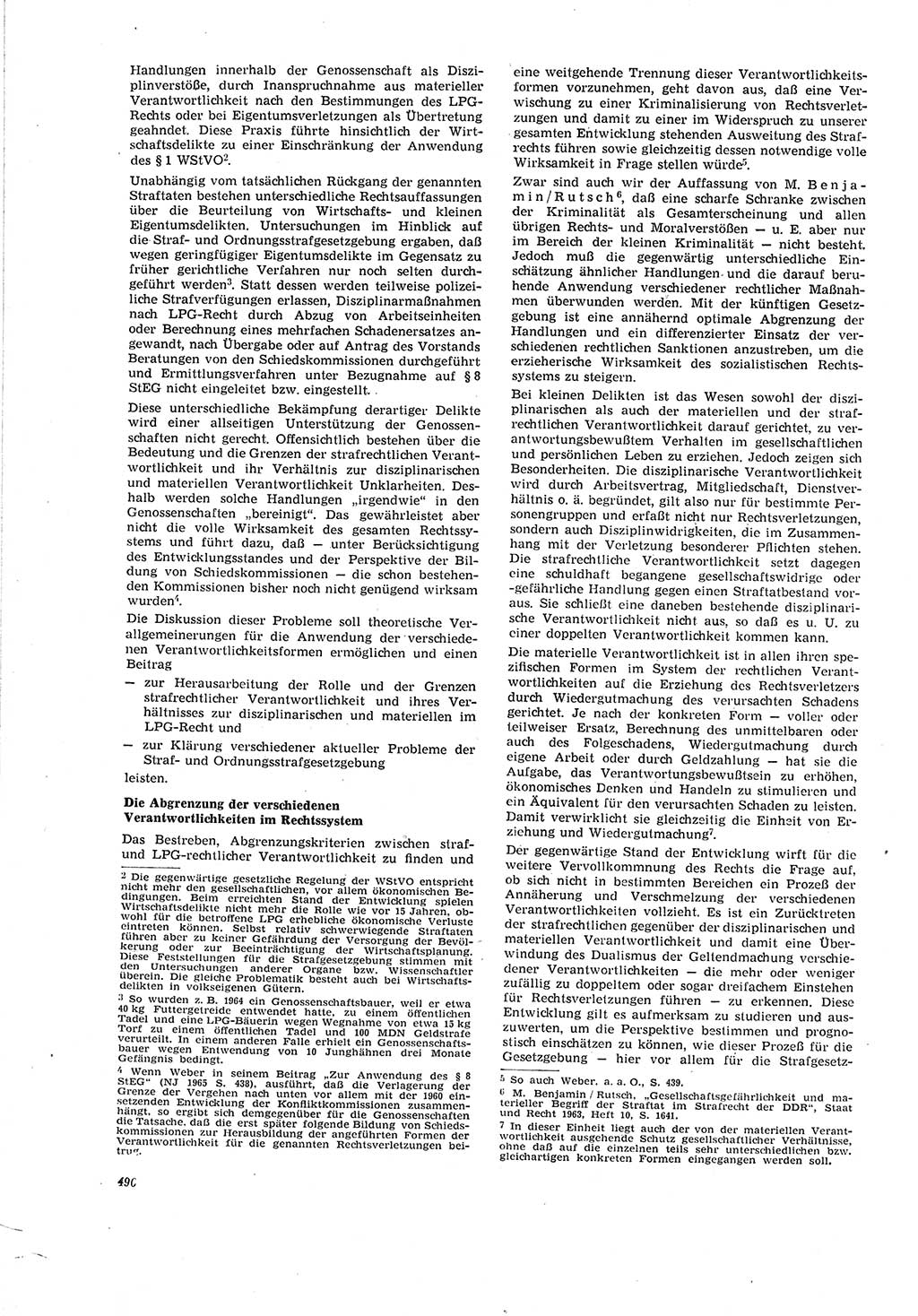 Neue Justiz (NJ), Zeitschrift für Recht und Rechtswissenschaft [Deutsche Demokratische Republik (DDR)], 20. Jahrgang 1966, Seite 496 (NJ DDR 1966, S. 496)