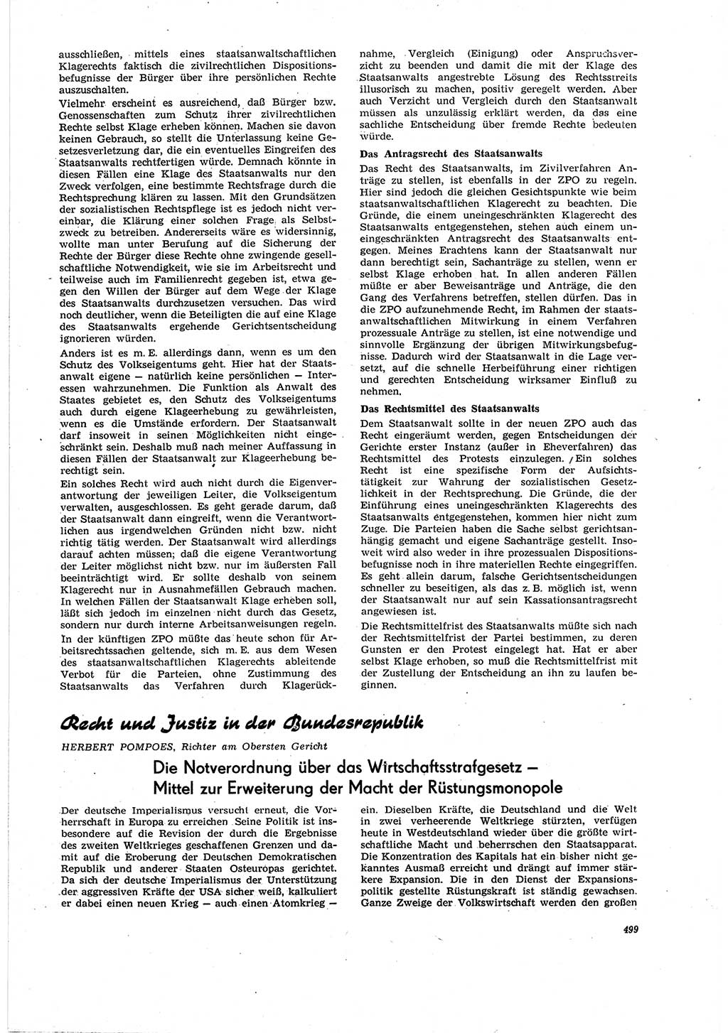 Neue Justiz (NJ), Zeitschrift für Recht und Rechtswissenschaft [Deutsche Demokratische Republik (DDR)], 20. Jahrgang 1966, Seite 499 (NJ DDR 1966, S. 499)
