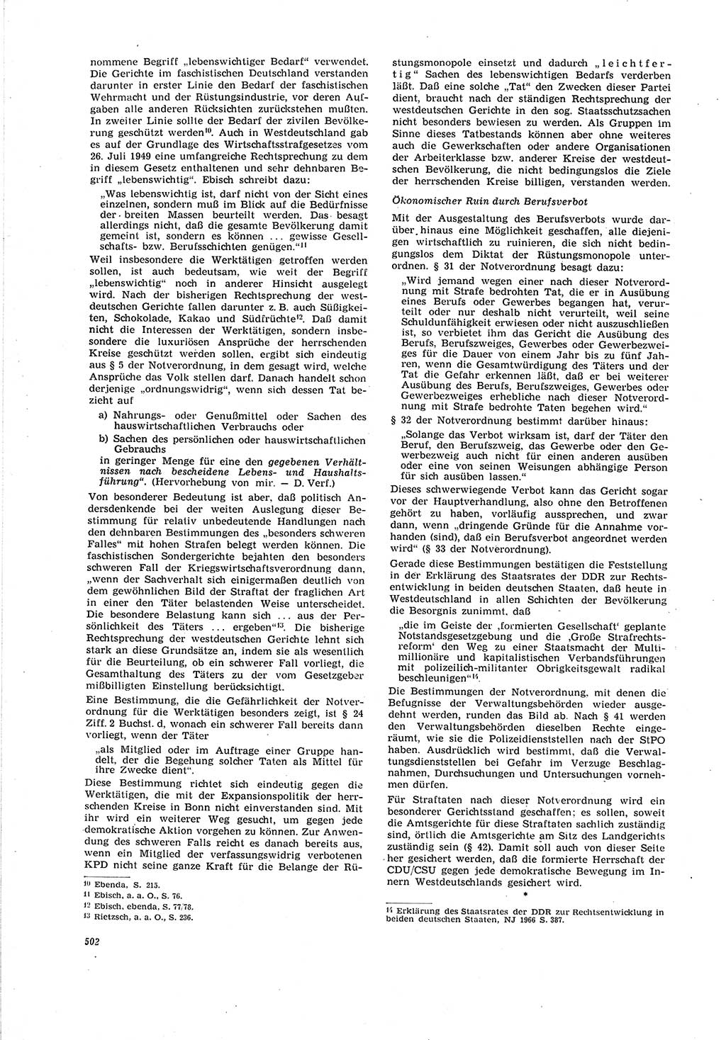 Neue Justiz (NJ), Zeitschrift für Recht und Rechtswissenschaft [Deutsche Demokratische Republik (DDR)], 20. Jahrgang 1966, Seite 502 (NJ DDR 1966, S. 502)