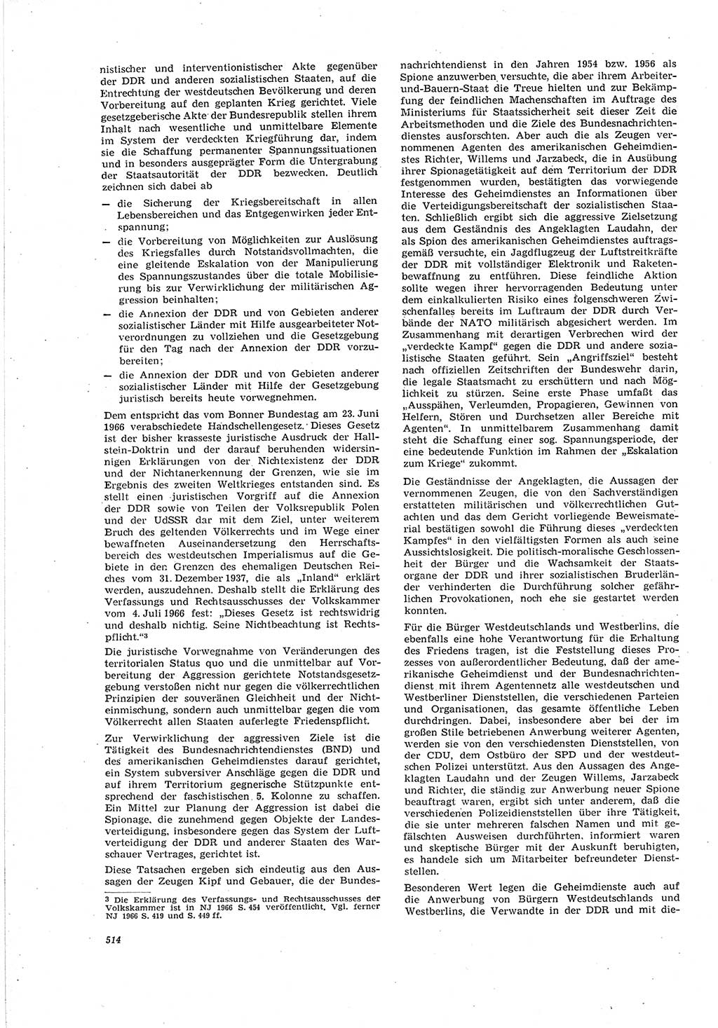 Neue Justiz (NJ), Zeitschrift für Recht und Rechtswissenschaft [Deutsche Demokratische Republik (DDR)], 20. Jahrgang 1966, Seite 514 (NJ DDR 1966, S. 514)