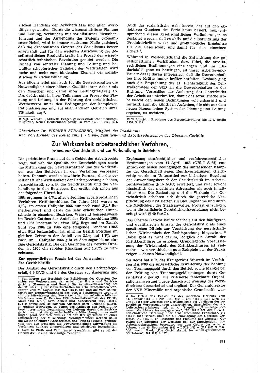 Neue Justiz (NJ), Zeitschrift für Recht und Rechtswissenschaft [Deutsche Demokratische Republik (DDR)], 20. Jahrgang 1966, Seite 531 (NJ DDR 1966, S. 531)