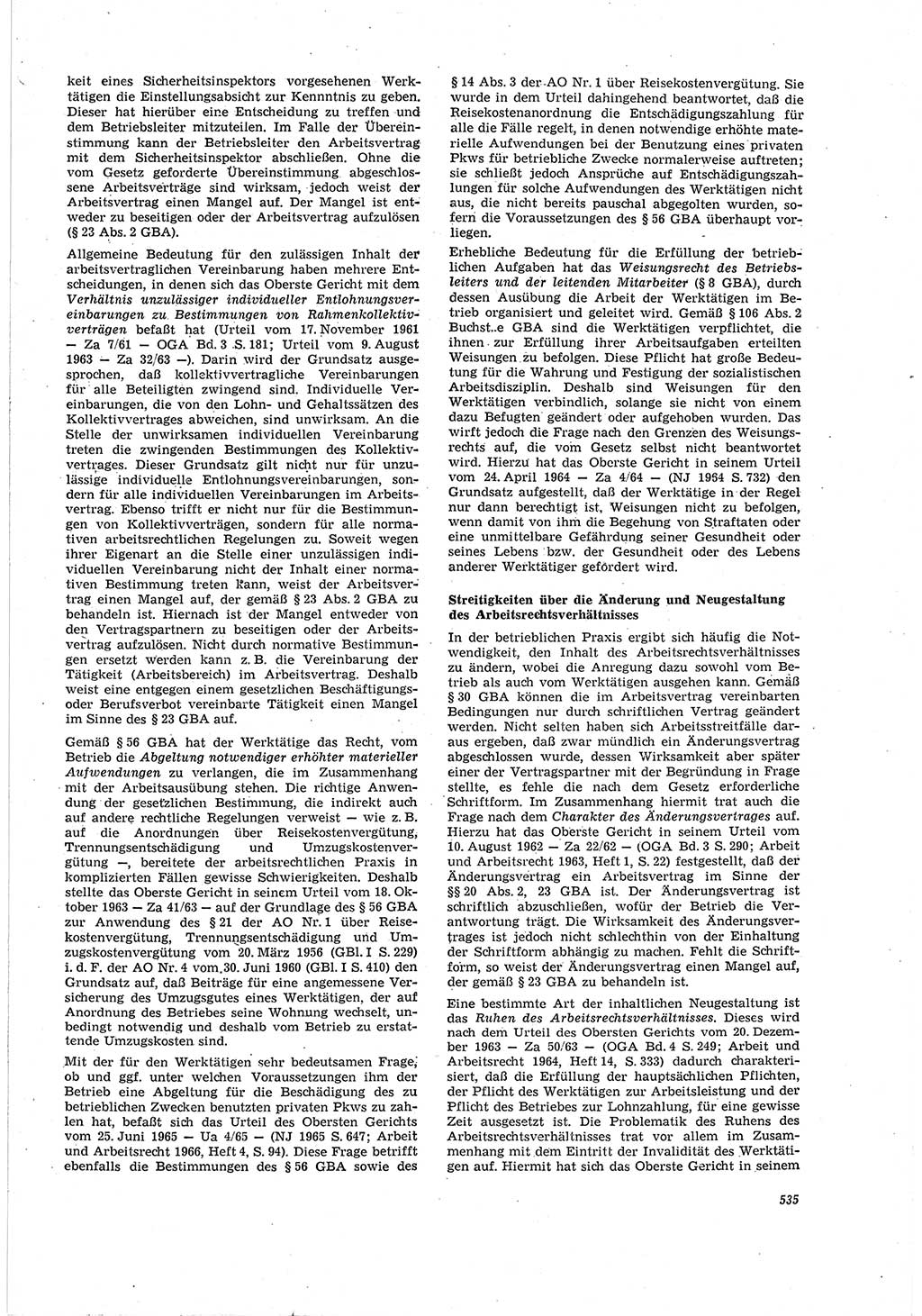 Neue Justiz (NJ), Zeitschrift für Recht und Rechtswissenschaft [Deutsche Demokratische Republik (DDR)], 20. Jahrgang 1966, Seite 535 (NJ DDR 1966, S. 535)