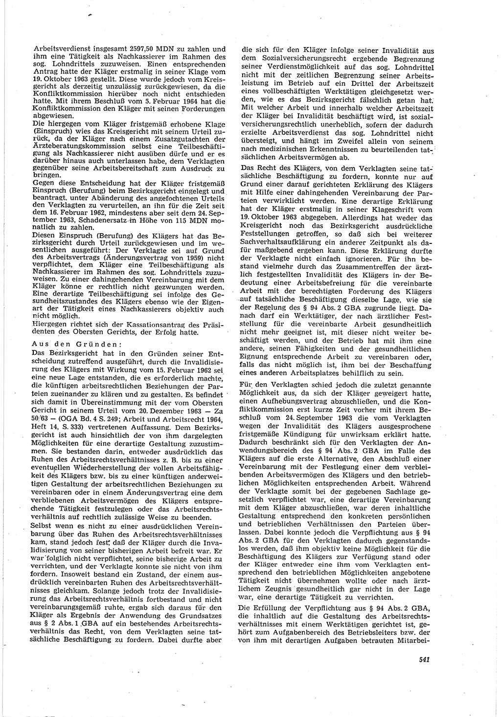 Neue Justiz (NJ), Zeitschrift für Recht und Rechtswissenschaft [Deutsche Demokratische Republik (DDR)], 20. Jahrgang 1966, Seite 541 (NJ DDR 1966, S. 541)