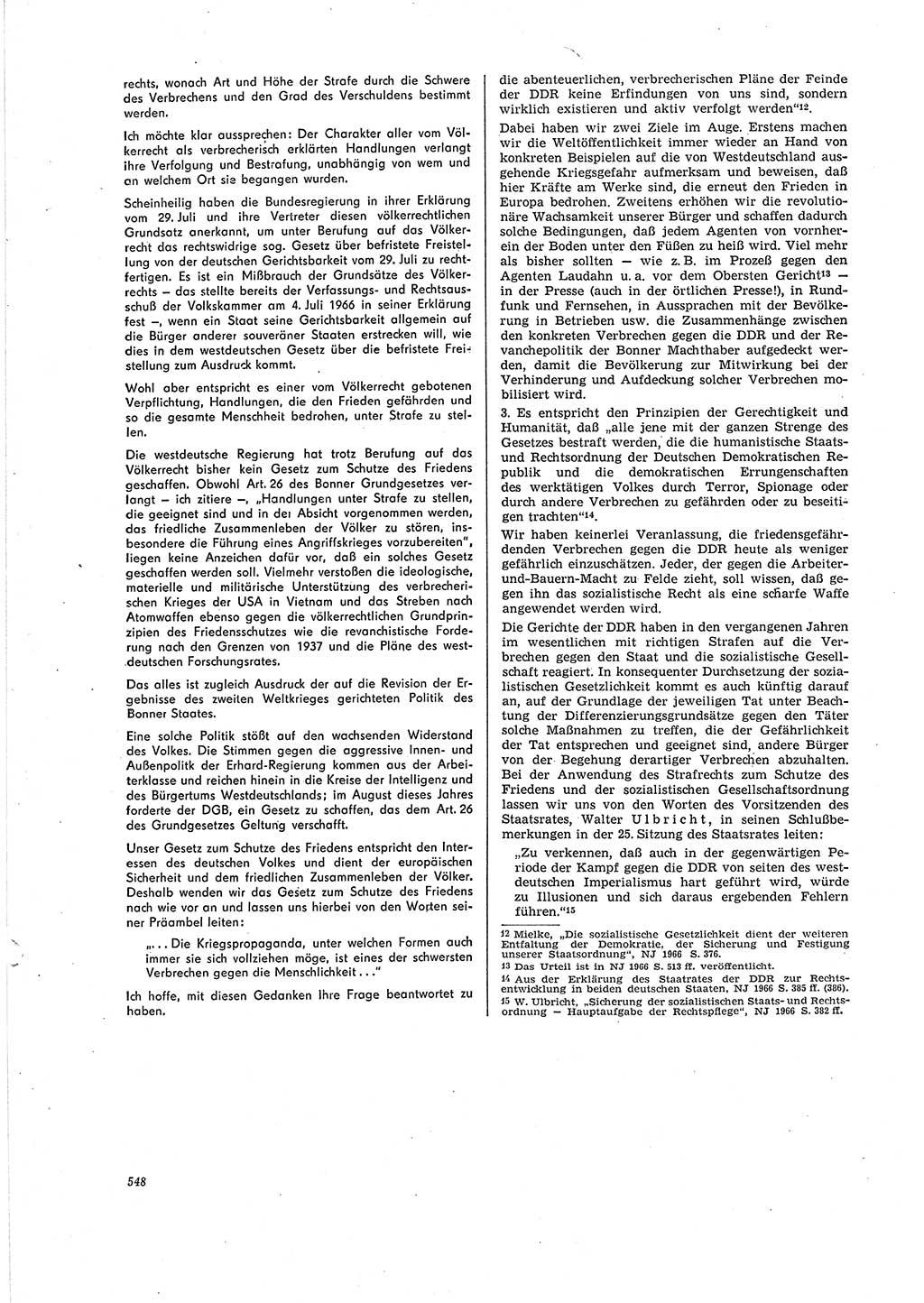 Neue Justiz (NJ), Zeitschrift für Recht und Rechtswissenschaft [Deutsche Demokratische Republik (DDR)], 20. Jahrgang 1966, Seite 548 (NJ DDR 1966, S. 548)