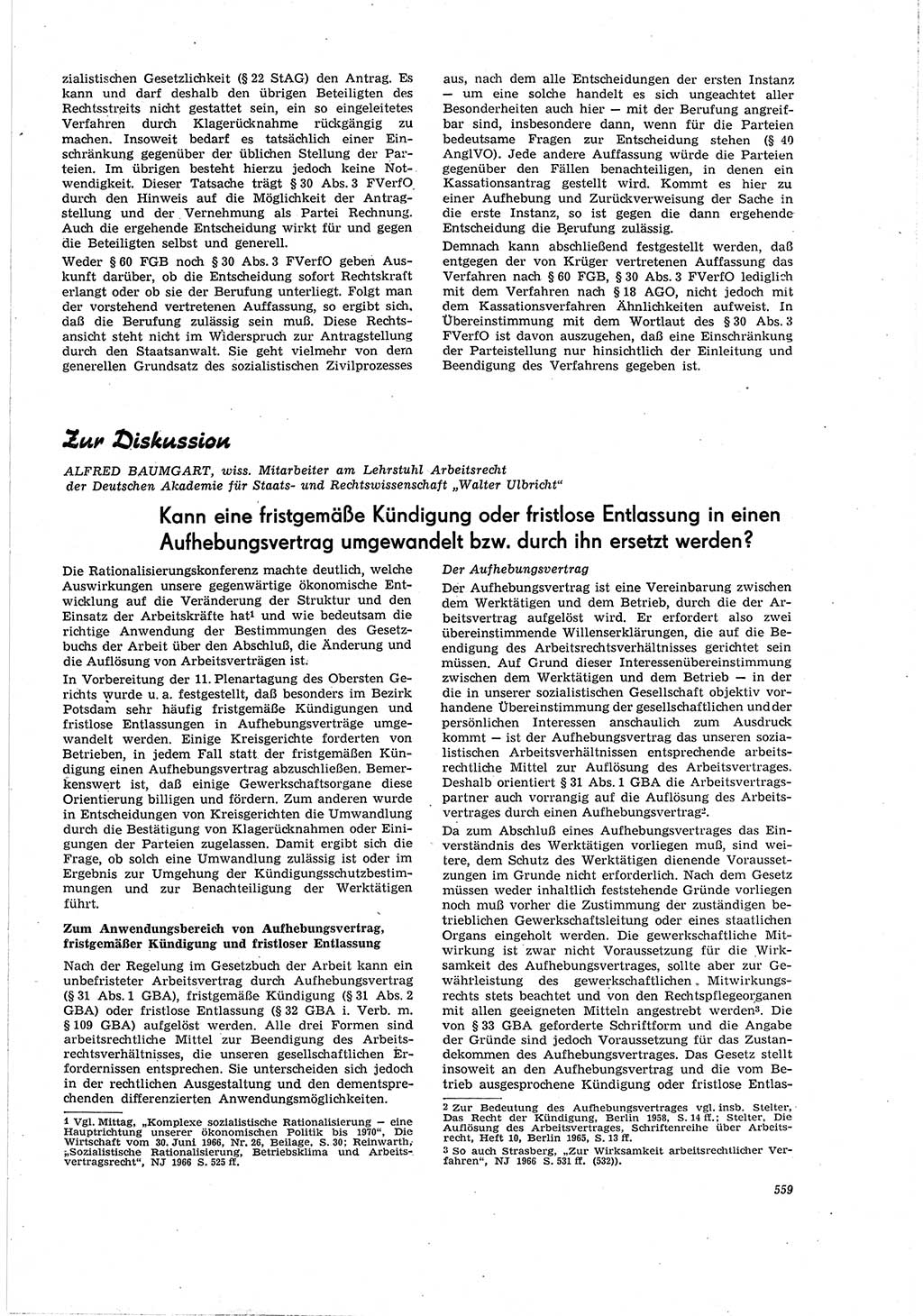 Neue Justiz (NJ), Zeitschrift für Recht und Rechtswissenschaft [Deutsche Demokratische Republik (DDR)], 20. Jahrgang 1966, Seite 559 (NJ DDR 1966, S. 559)