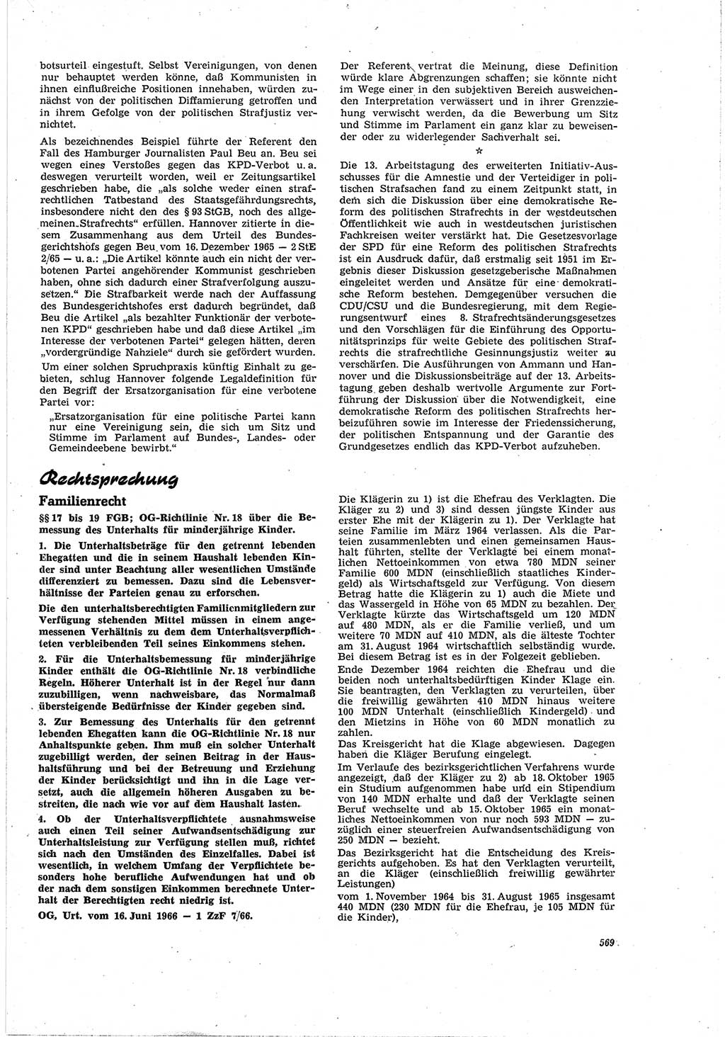 Neue Justiz (NJ), Zeitschrift für Recht und Rechtswissenschaft [Deutsche Demokratische Republik (DDR)], 20. Jahrgang 1966, Seite 569 (NJ DDR 1966, S. 569)