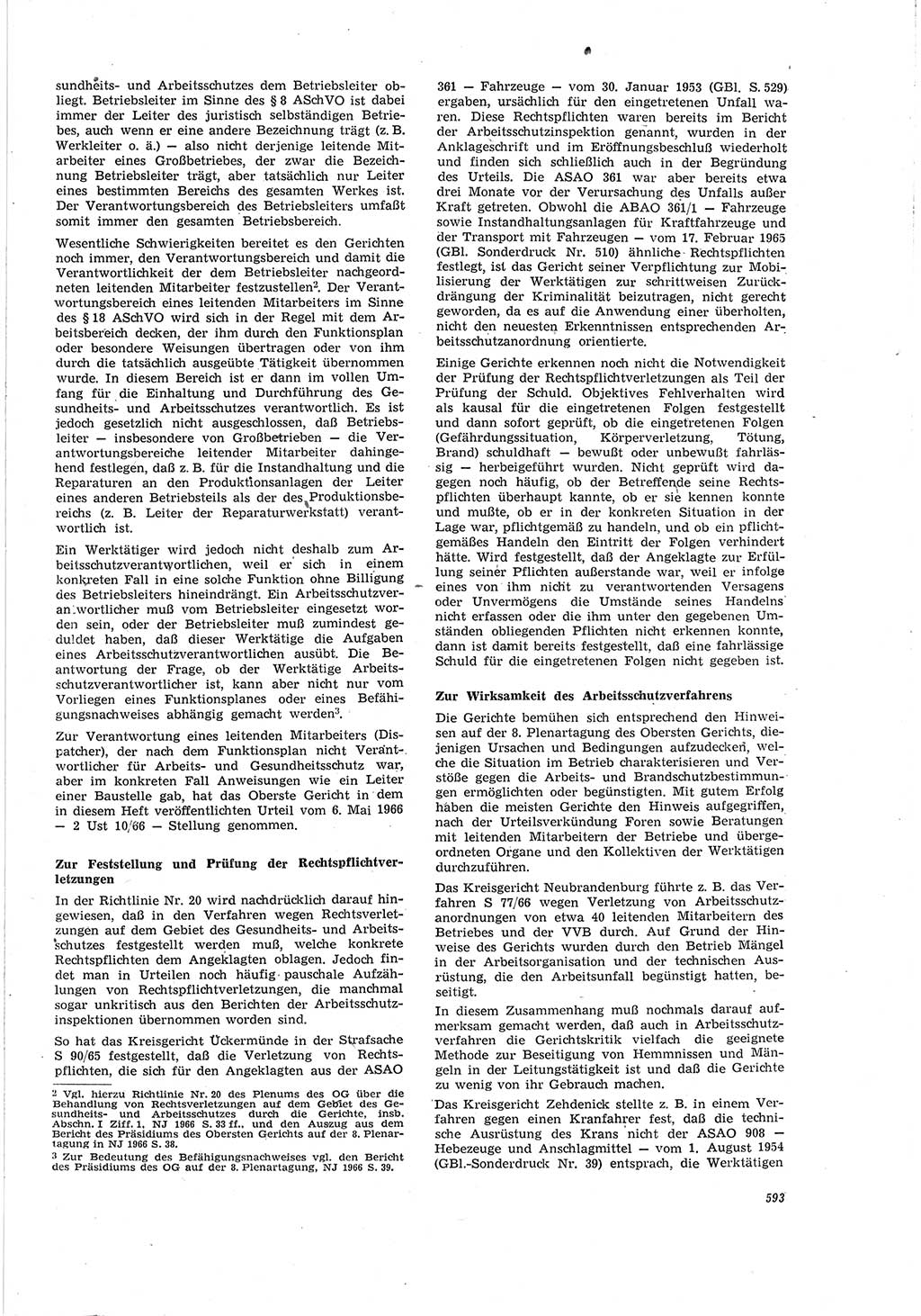 Neue Justiz (NJ), Zeitschrift für Recht und Rechtswissenschaft [Deutsche Demokratische Republik (DDR)], 20. Jahrgang 1966, Seite 593 (NJ DDR 1966, S. 593)