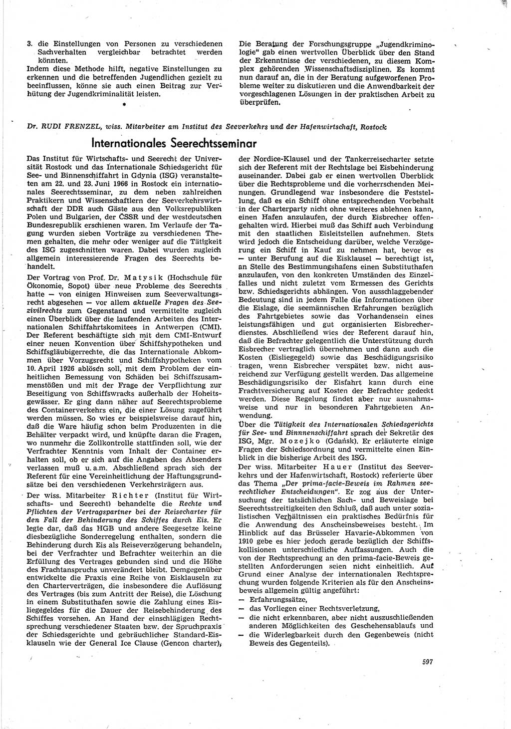 Neue Justiz (NJ), Zeitschrift für Recht und Rechtswissenschaft [Deutsche Demokratische Republik (DDR)], 20. Jahrgang 1966, Seite 597 (NJ DDR 1966, S. 597)