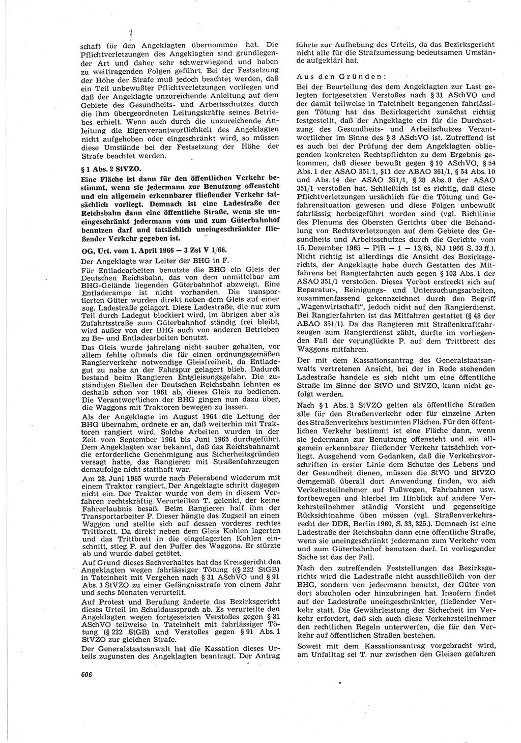 Neue Justiz (NJ), Zeitschrift für Recht und Rechtswissenschaft [Deutsche Demokratische Republik (DDR)], 20. Jahrgang 1966, Seite 606 (NJ DDR 1966, S. 606)