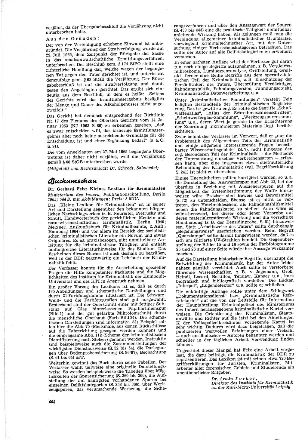 Neue Justiz (NJ), Zeitschrift für Recht und Rechtswissenschaft [Deutsche Demokratische Republik (DDR)], 20. Jahrgang 1966, Seite 608 (NJ DDR 1966, S. 608)