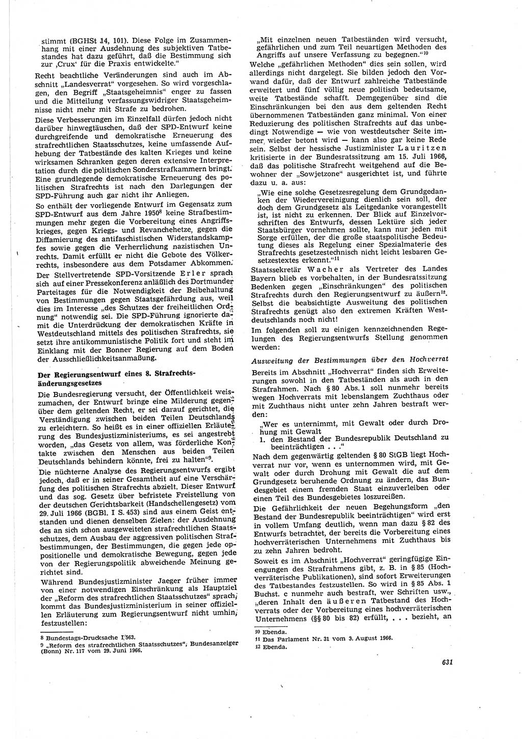 Neue Justiz (NJ), Zeitschrift für Recht und Rechtswissenschaft [Deutsche Demokratische Republik (DDR)], 20. Jahrgang 1966, Seite 631 (NJ DDR 1966, S. 631)