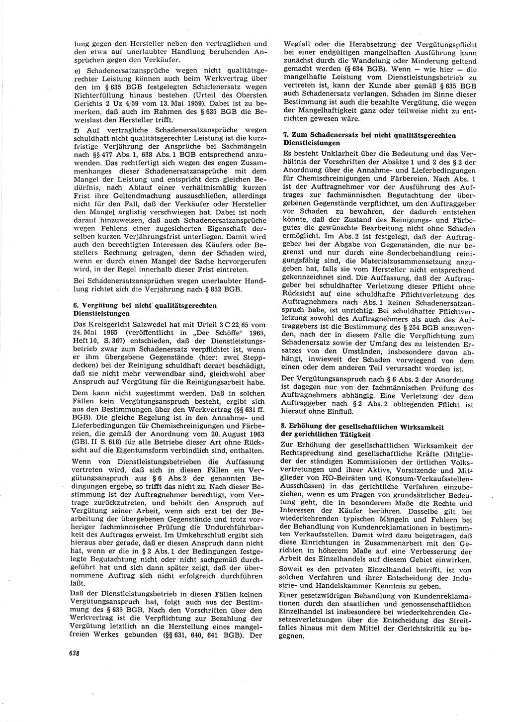 Neue Justiz (NJ), Zeitschrift für Recht und Rechtswissenschaft [Deutsche Demokratische Republik (DDR)], 20. Jahrgang 1966, Seite 638 (NJ DDR 1966, S. 638)