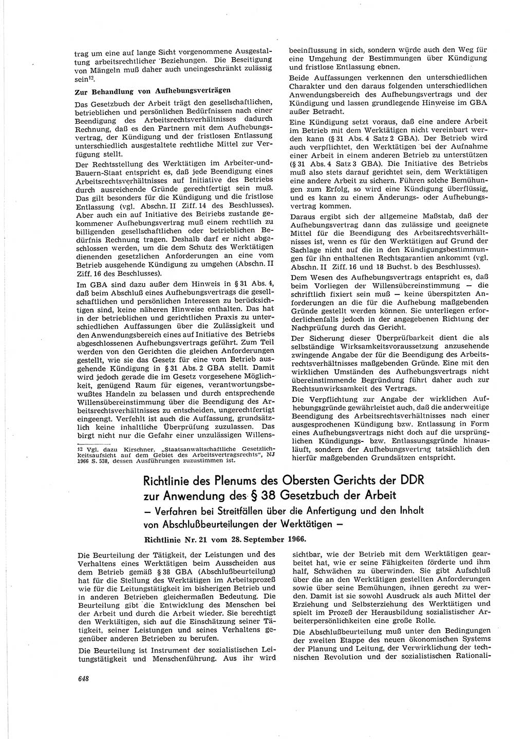 Neue Justiz (NJ), Zeitschrift für Recht und Rechtswissenschaft [Deutsche Demokratische Republik (DDR)], 20. Jahrgang 1966, Seite 648 (NJ DDR 1966, S. 648)