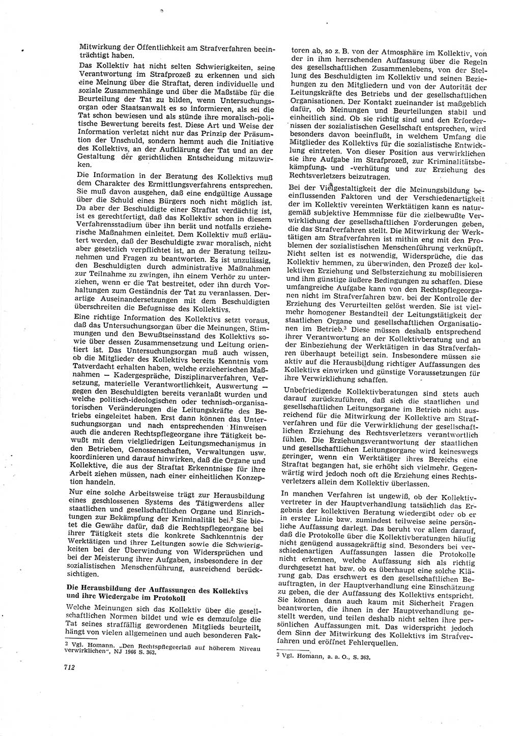 Neue Justiz (NJ), Zeitschrift für Recht und Rechtswissenschaft [Deutsche Demokratische Republik (DDR)], 20. Jahrgang 1966, Seite 712 (NJ DDR 1966, S. 712)