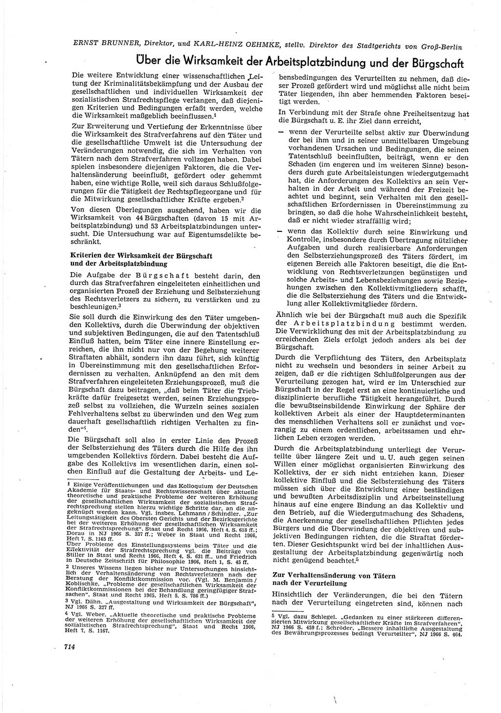 Neue Justiz (NJ), Zeitschrift für Recht und Rechtswissenschaft [Deutsche Demokratische Republik (DDR)], 20. Jahrgang 1966, Seite 714 (NJ DDR 1966, S. 714)