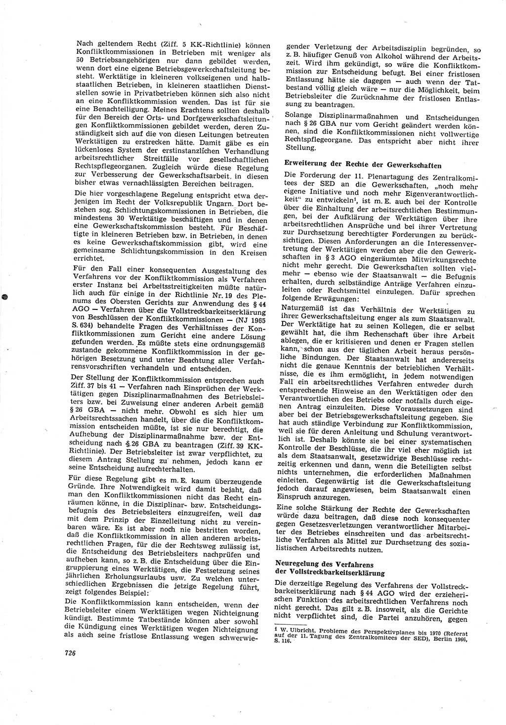 Neue Justiz (NJ), Zeitschrift für Recht und Rechtswissenschaft [Deutsche Demokratische Republik (DDR)], 20. Jahrgang 1966, Seite 726 (NJ DDR 1966, S. 726)