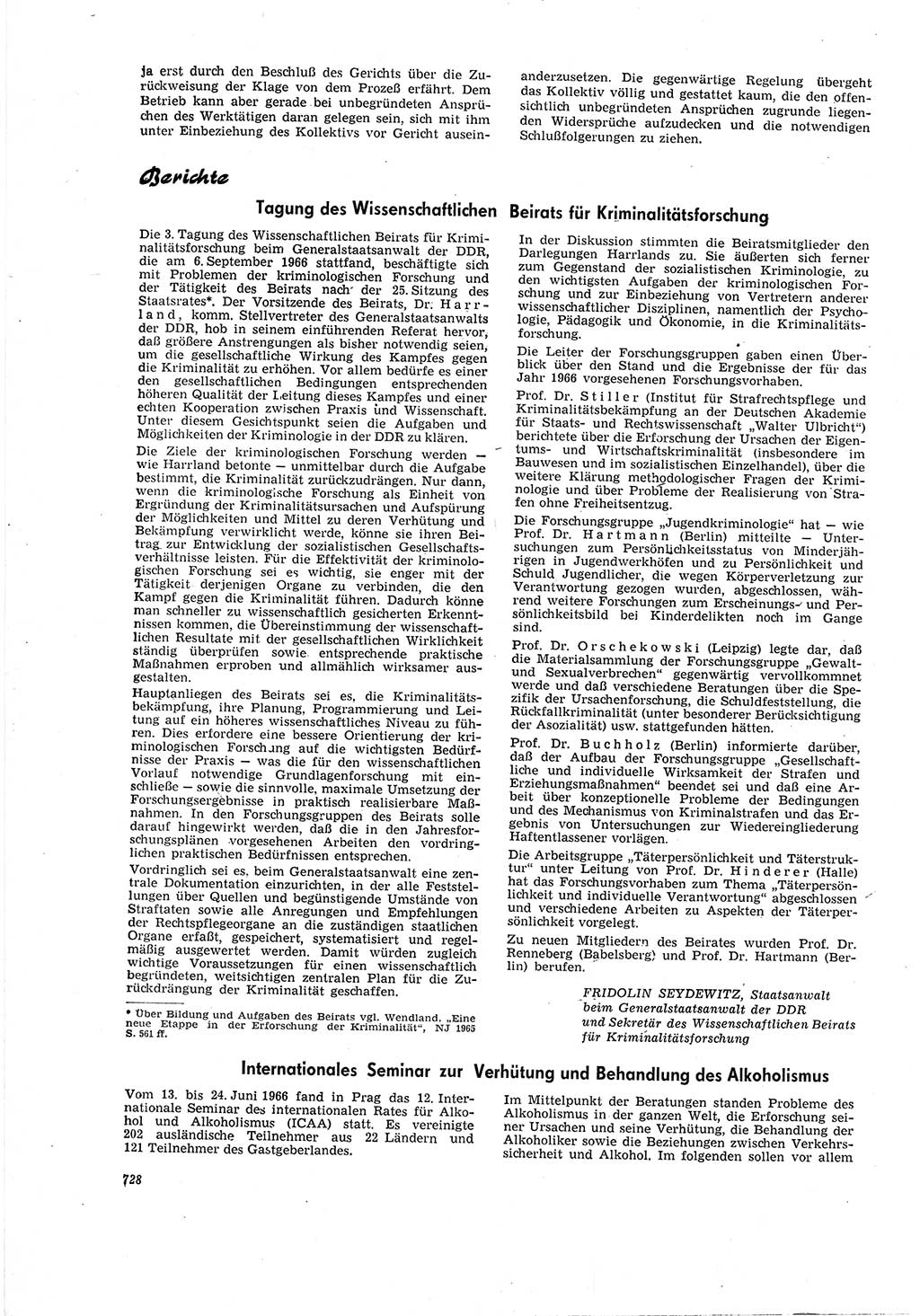 Neue Justiz (NJ), Zeitschrift für Recht und Rechtswissenschaft [Deutsche Demokratische Republik (DDR)], 20. Jahrgang 1966, Seite 728 (NJ DDR 1966, S. 728)