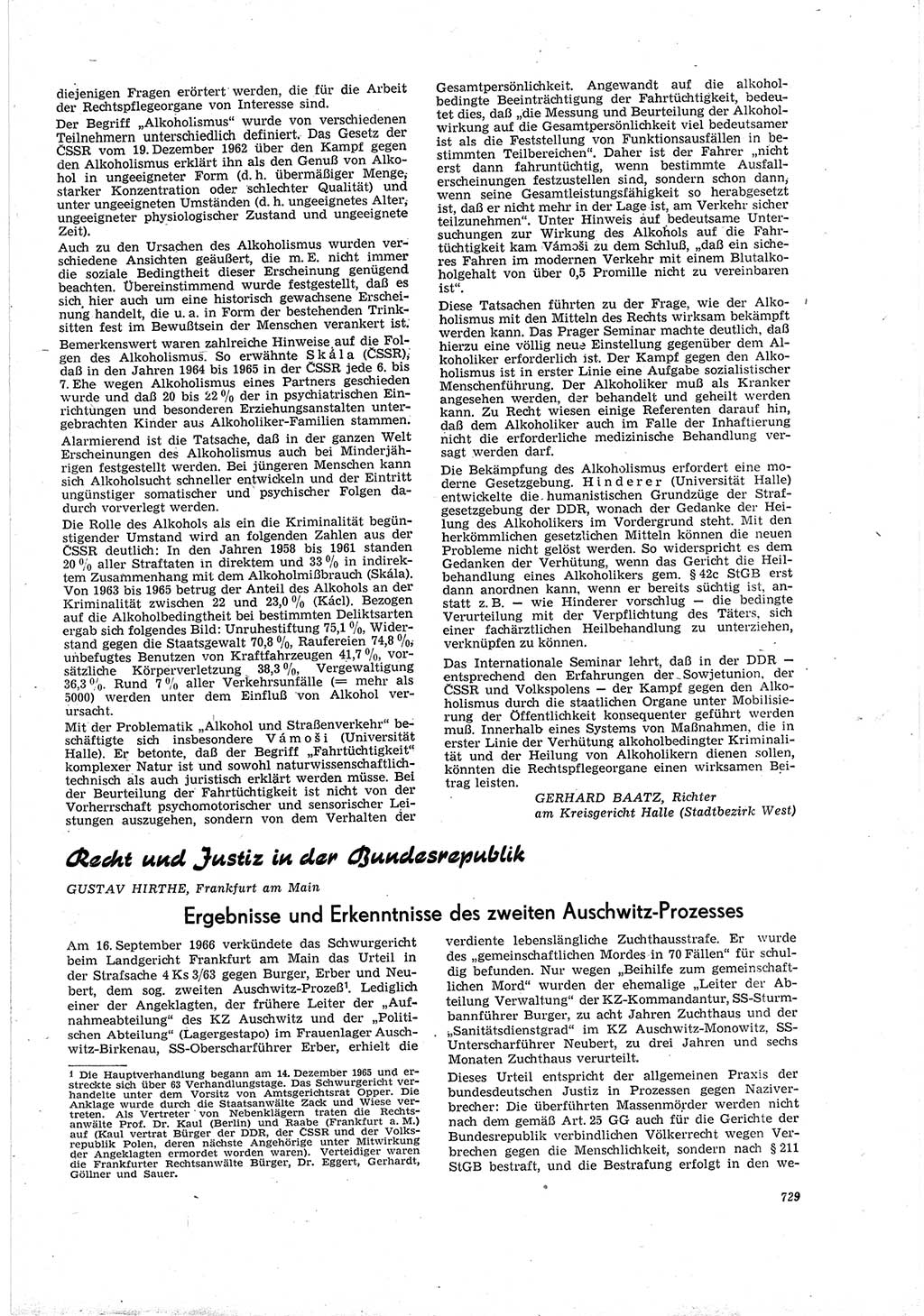 Neue Justiz (NJ), Zeitschrift für Recht und Rechtswissenschaft [Deutsche Demokratische Republik (DDR)], 20. Jahrgang 1966, Seite 729 (NJ DDR 1966, S. 729)