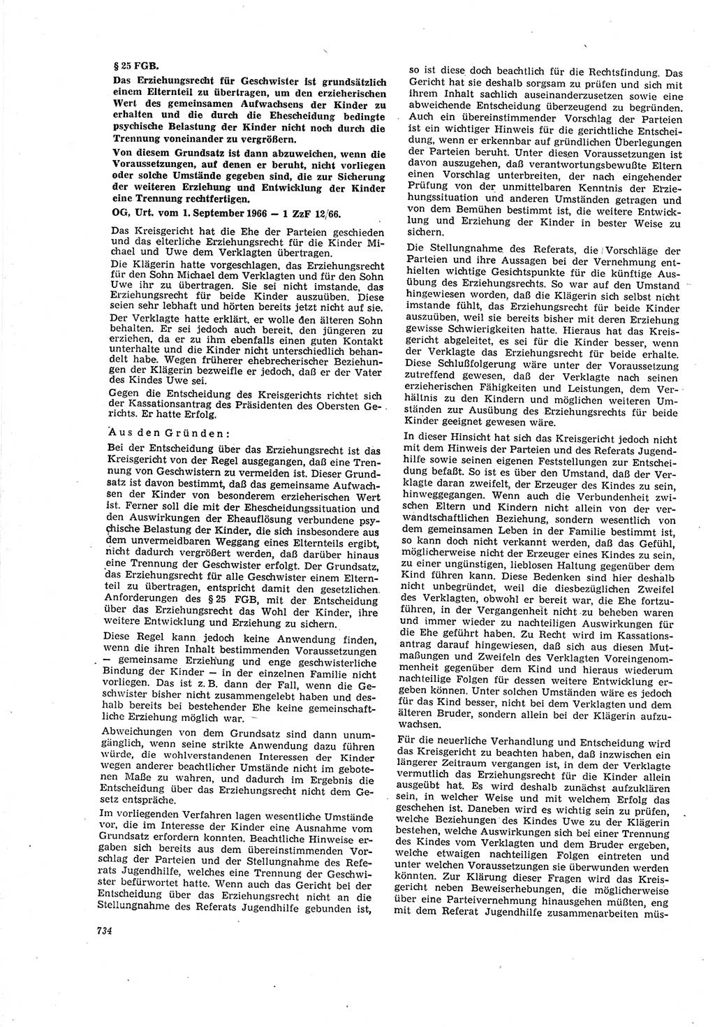 Neue Justiz (NJ), Zeitschrift für Recht und Rechtswissenschaft [Deutsche Demokratische Republik (DDR)], 20. Jahrgang 1966, Seite 734 (NJ DDR 1966, S. 734)