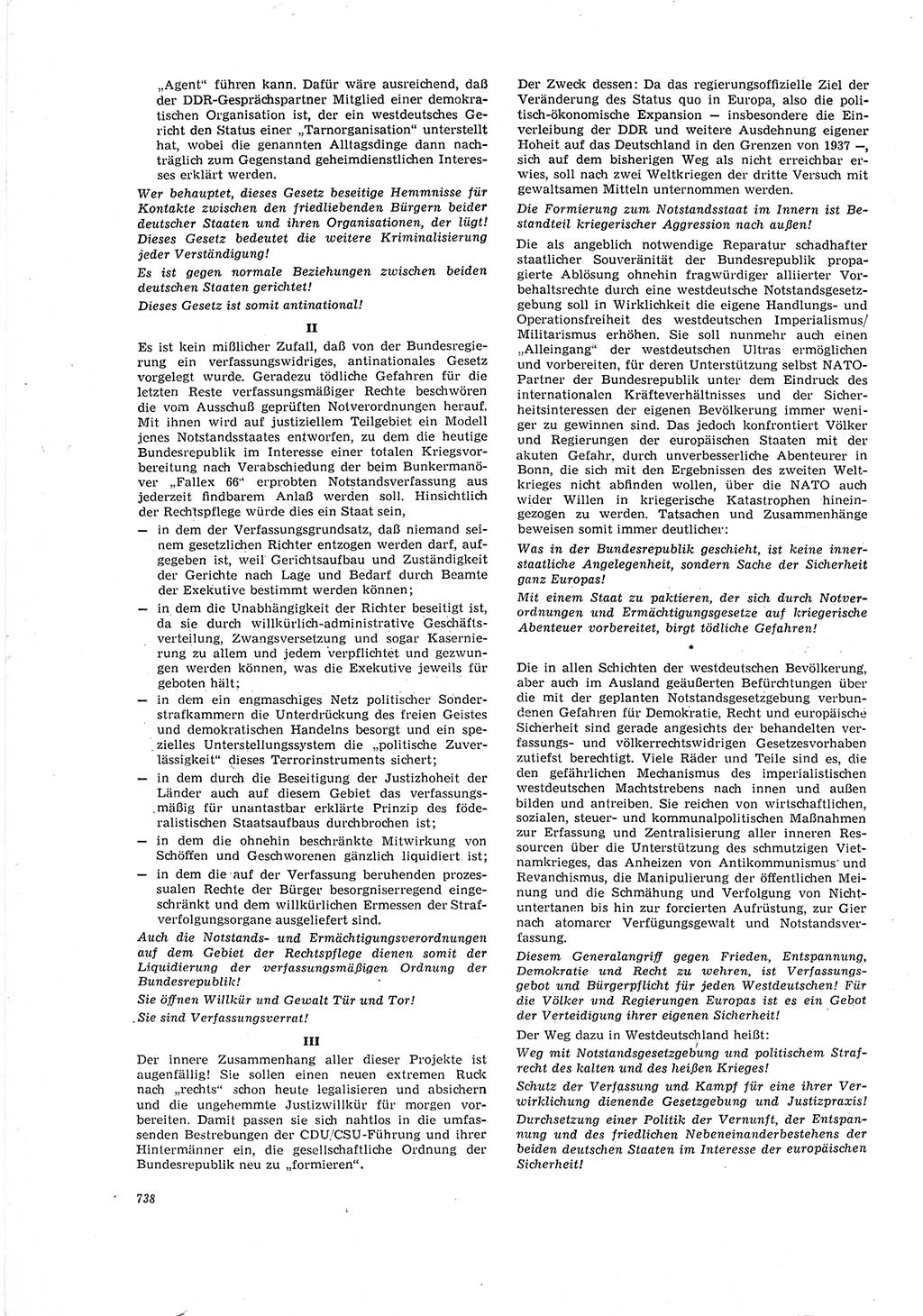Neue Justiz (NJ), Zeitschrift für Recht und Rechtswissenschaft [Deutsche Demokratische Republik (DDR)], 20. Jahrgang 1966, Seite 738 (NJ DDR 1966, S. 738)