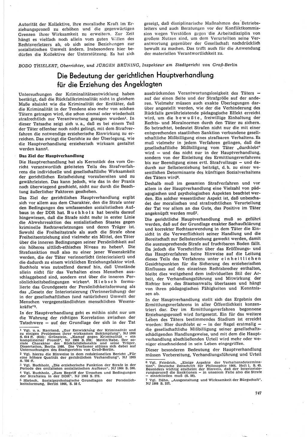 Neue Justiz (NJ), Zeitschrift für Recht und Rechtswissenschaft [Deutsche Demokratische Republik (DDR)], 20. Jahrgang 1966, Seite 747 (NJ DDR 1966, S. 747)