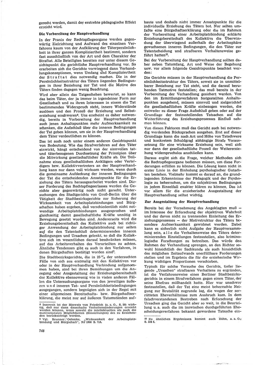 Neue Justiz (NJ), Zeitschrift für Recht und Rechtswissenschaft [Deutsche Demokratische Republik (DDR)], 20. Jahrgang 1966, Seite 748 (NJ DDR 1966, S. 748)